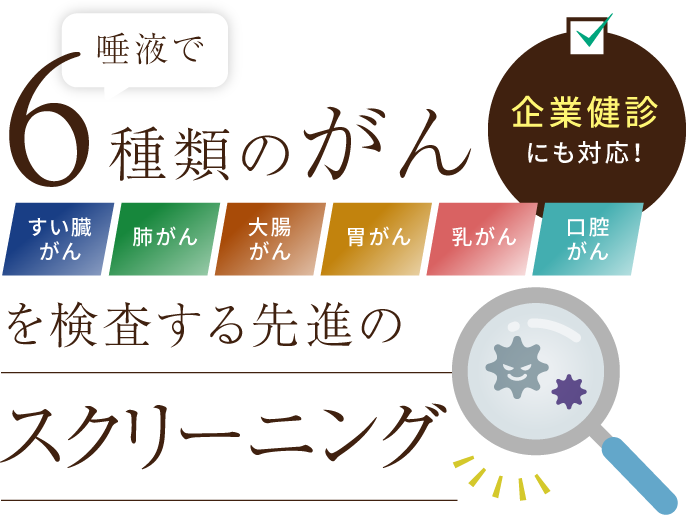 唾液で６種類のがんを検査する先進のスクリーニング
